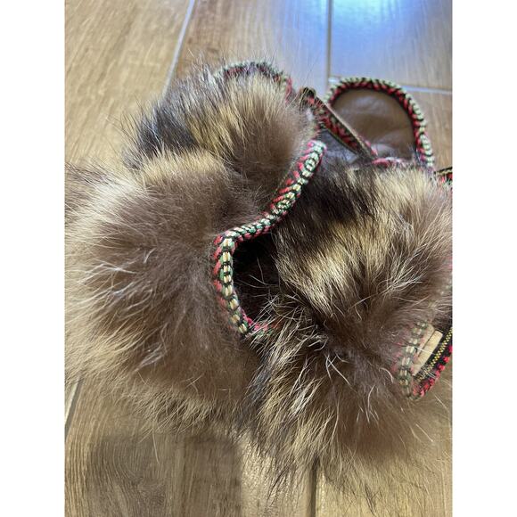 The needles Eye Handmade Animal Natural Fur Brown Moccasins Size 8 - Very Soft - Picture 13 of 14